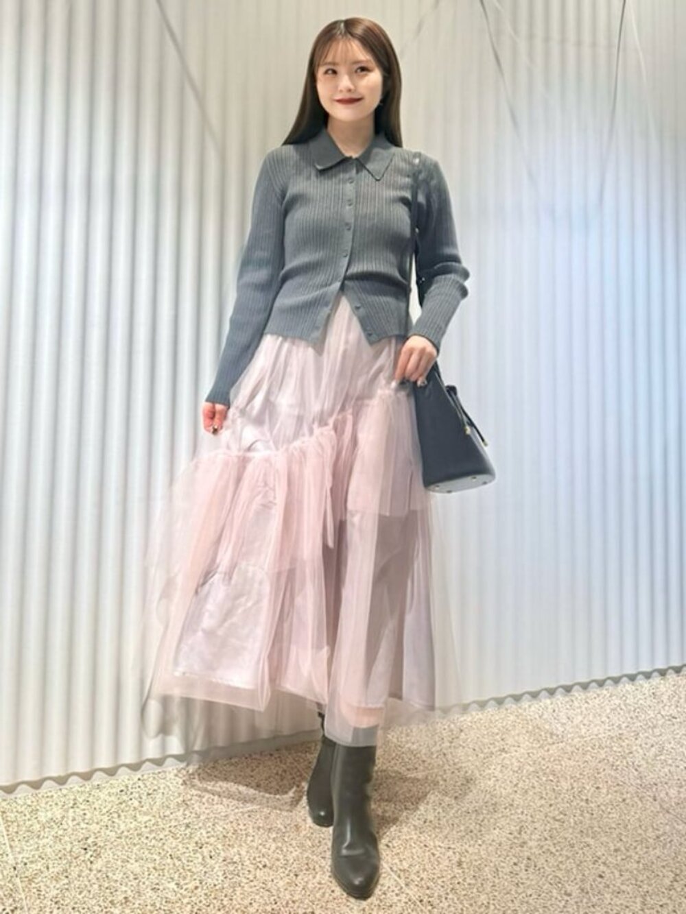 SNIDEL J-fashion dusky pink tulle midi skirt